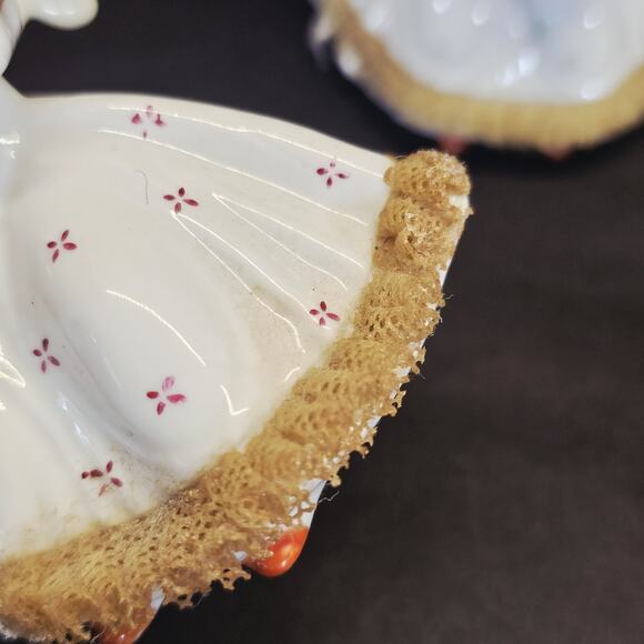 3 Vintage Christmas Angels Figurines Instruments Ucagco Japan Netting Trim - Picture 4 of 13